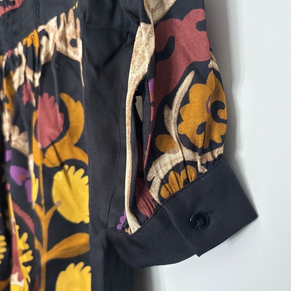 ba&sh Fedora Black Tan Purple Split V-neck Long Sleeve Lady Dress S - Picture 13 of 16